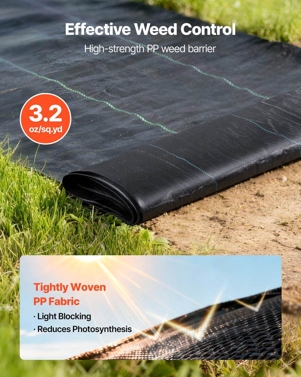 Geotekstilė piktžolėms VEVOR 3*50FT90-2, 0,9x15,2 m (2 vnt.)