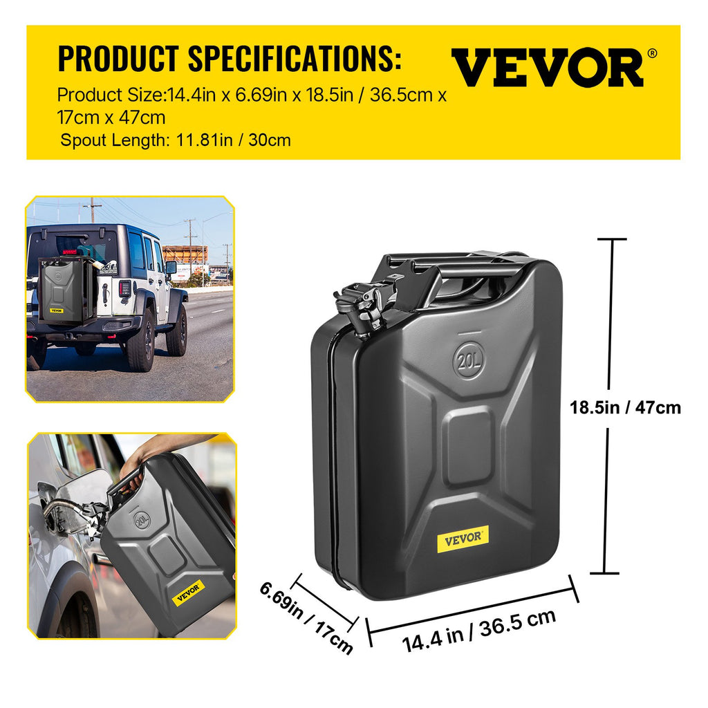 Degalų kanistras VEVOR 1X20LBLACK, 20 L