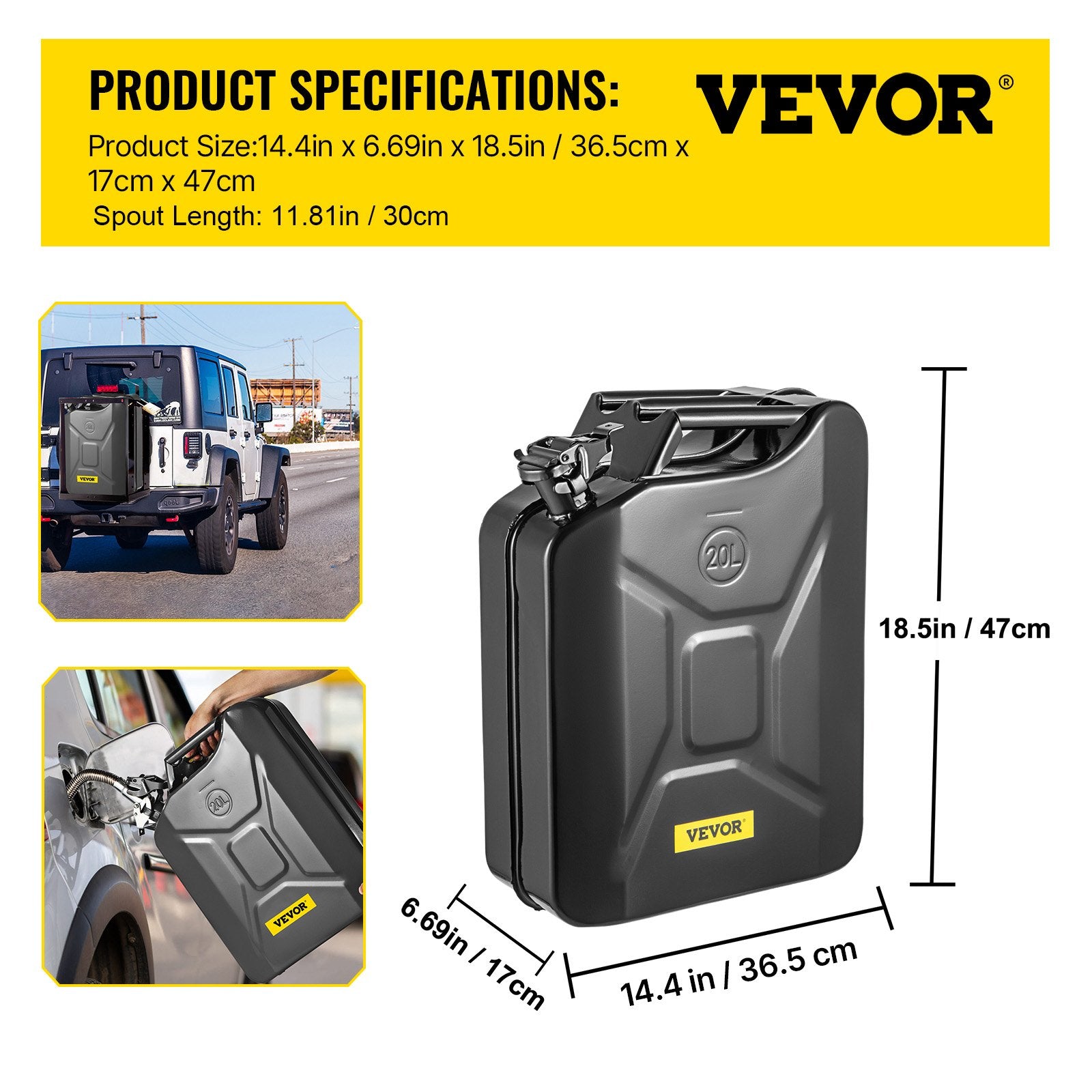 Degalų kanistras VEVOR 1X20LBLACK, 20 L