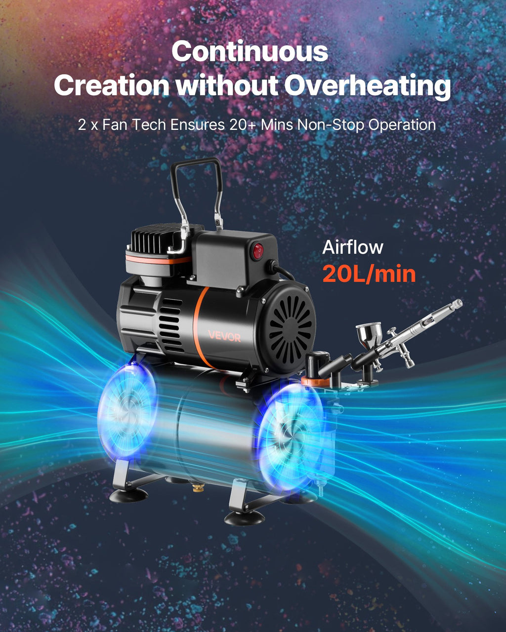 Aerografo rinkinys VEVOR TC-20B, 1/6 HP