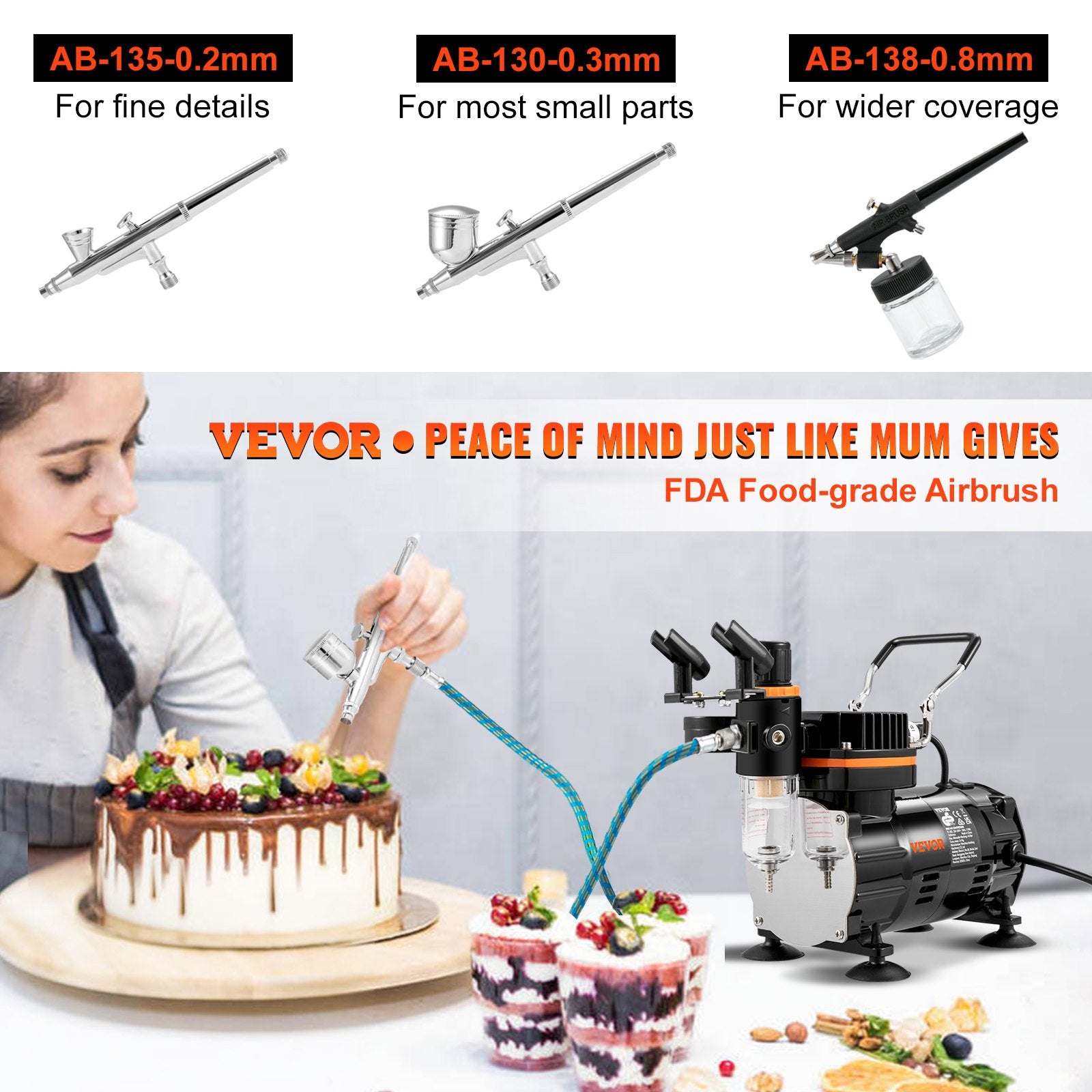 Aerografijos rinkinys VEVOR Professional, 120W