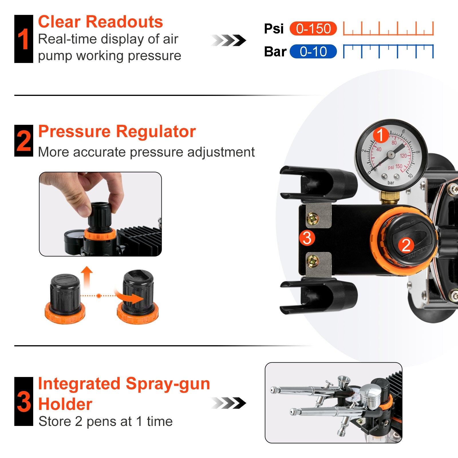 Aerografijos rinkinys VEVOR Professional, 120W