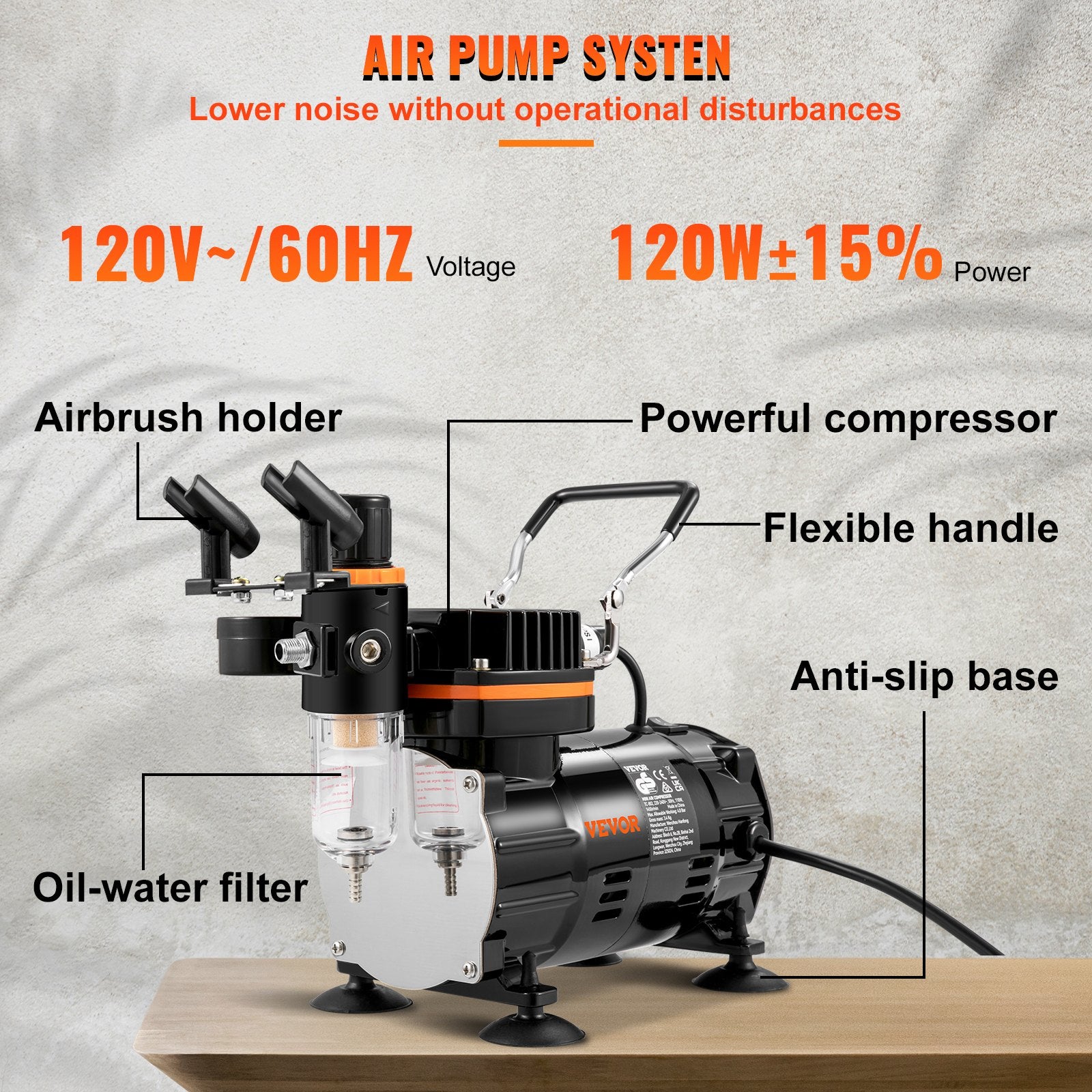 Aerografijos rinkinys VEVOR Professional, 120W