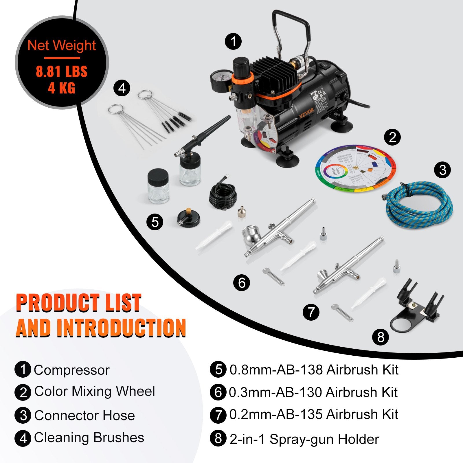 Aerografijos rinkinys VEVOR Professional, 120W