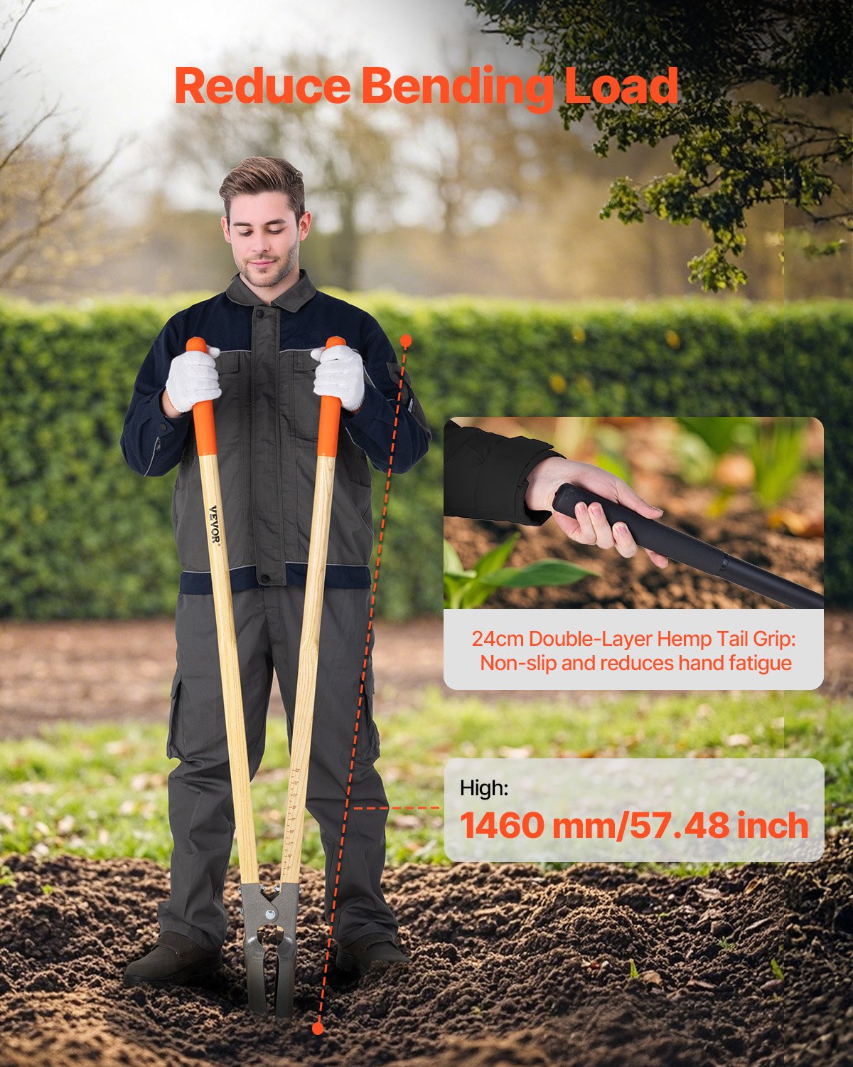 Rankinis polių duobių grąžtas VEVOR YM301, 1460 mm ilgis
