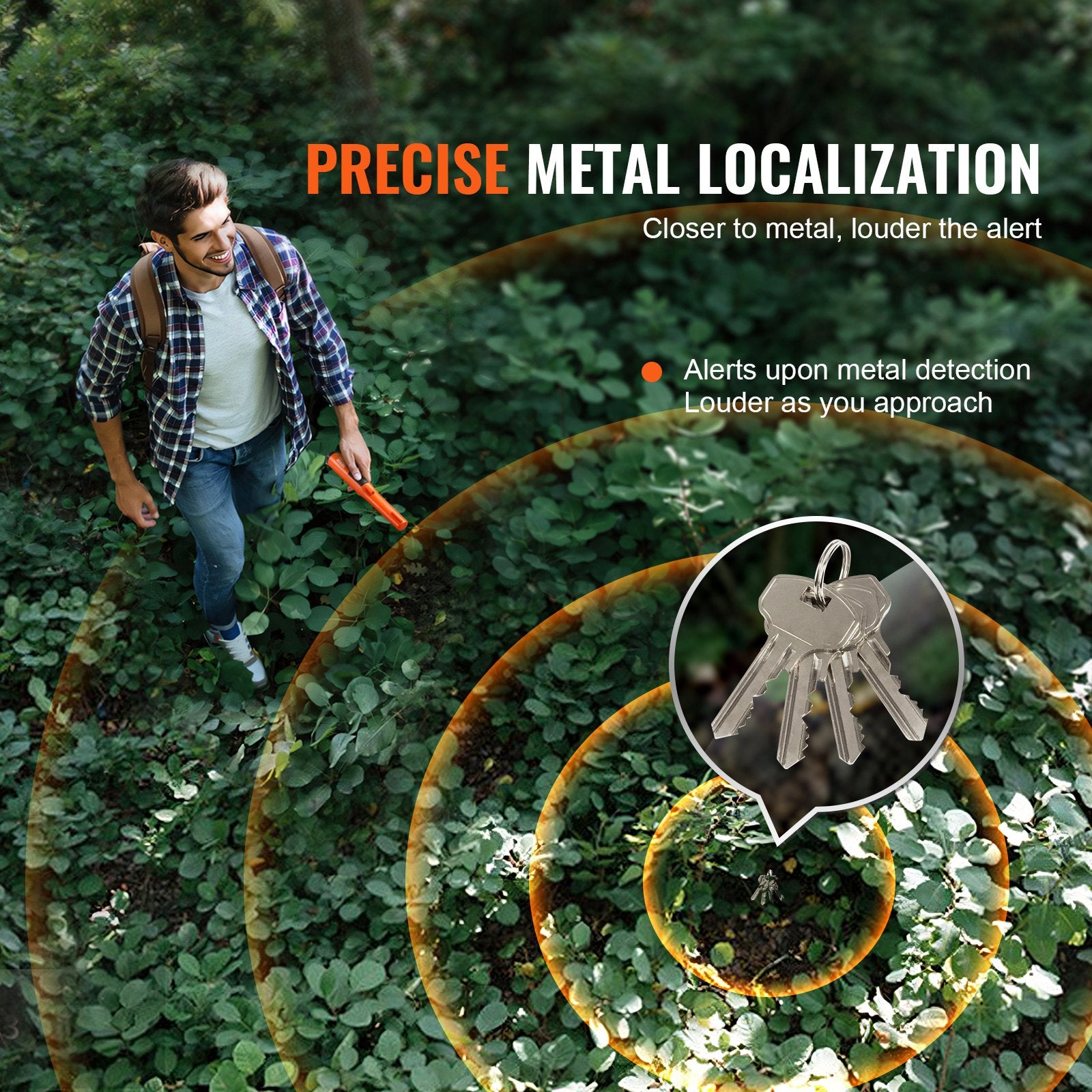 Metalo detektorius-pinpointeris VEVOR TS102, IP68 atsparumas vandeniui