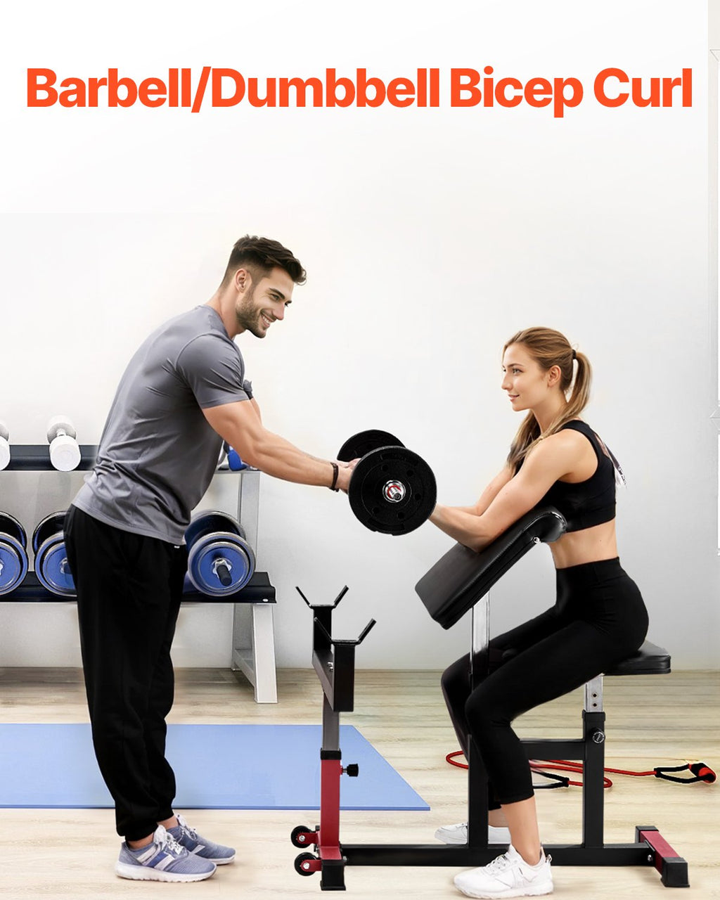 Bicepsų treniruoklis (Preacher Curl) VEVOR ax1010, 200 kg apkrova