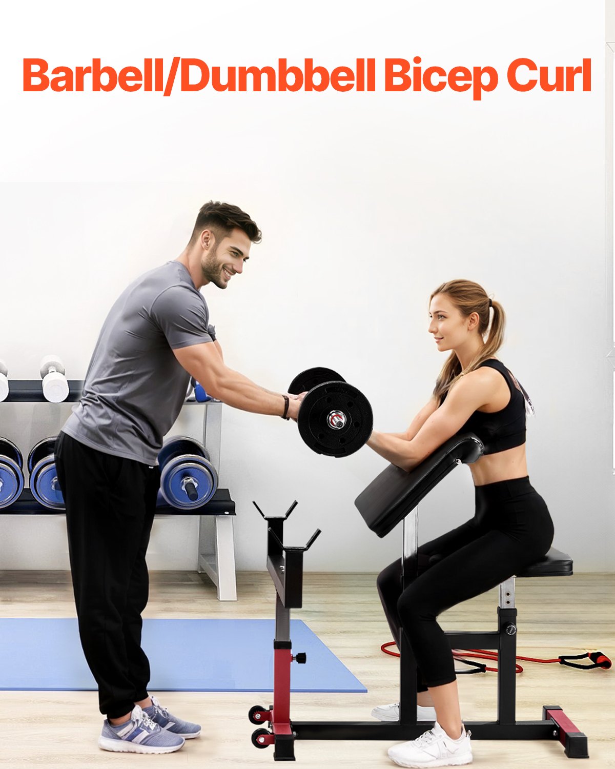 Bicepsų treniruoklis (Preacher Curl) VEVOR ax1010, 200 kg apkrova