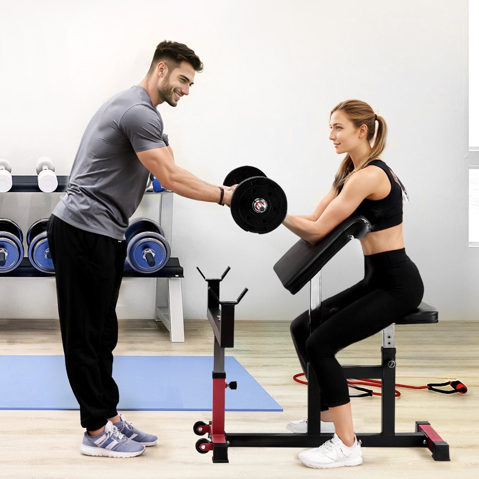 Bicepsų treniruoklis (Preacher Curl) VEVOR ax1010, 200 kg apkrova