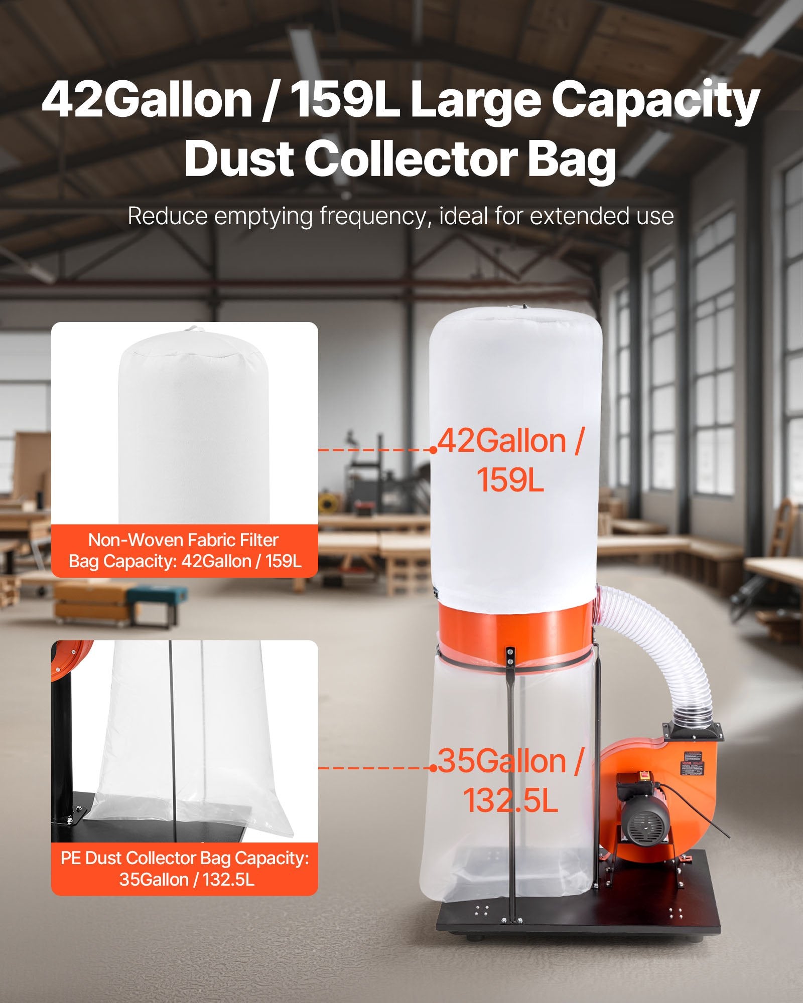 Dulkių nutraukėjas VEVOR DC20001, 1200 CFM