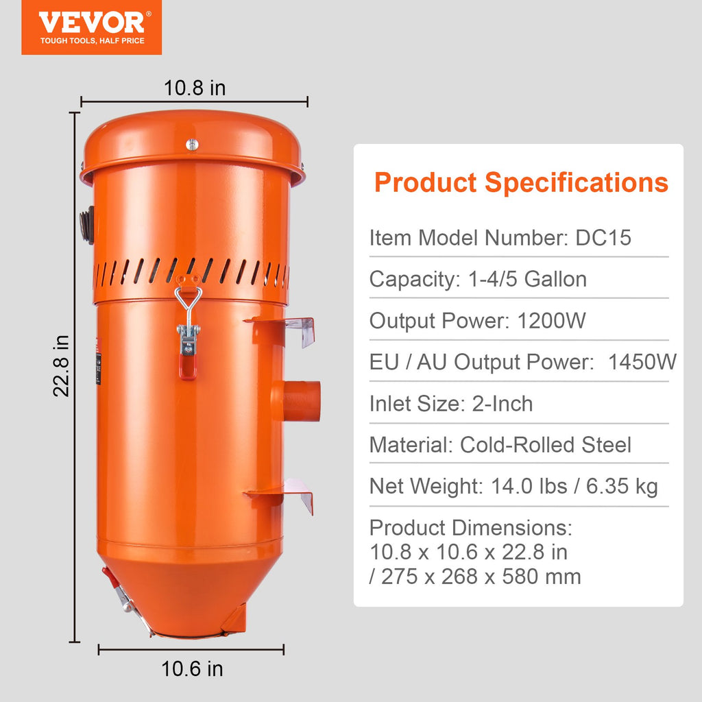 Dulkių surinkimo sistema VEVOR DC15, 1450 W