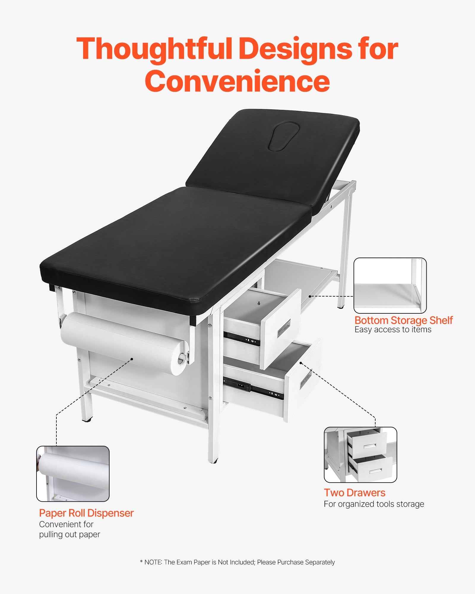 Medicininis apžiūros stalas VEVOR N02, 227 kg apkrova