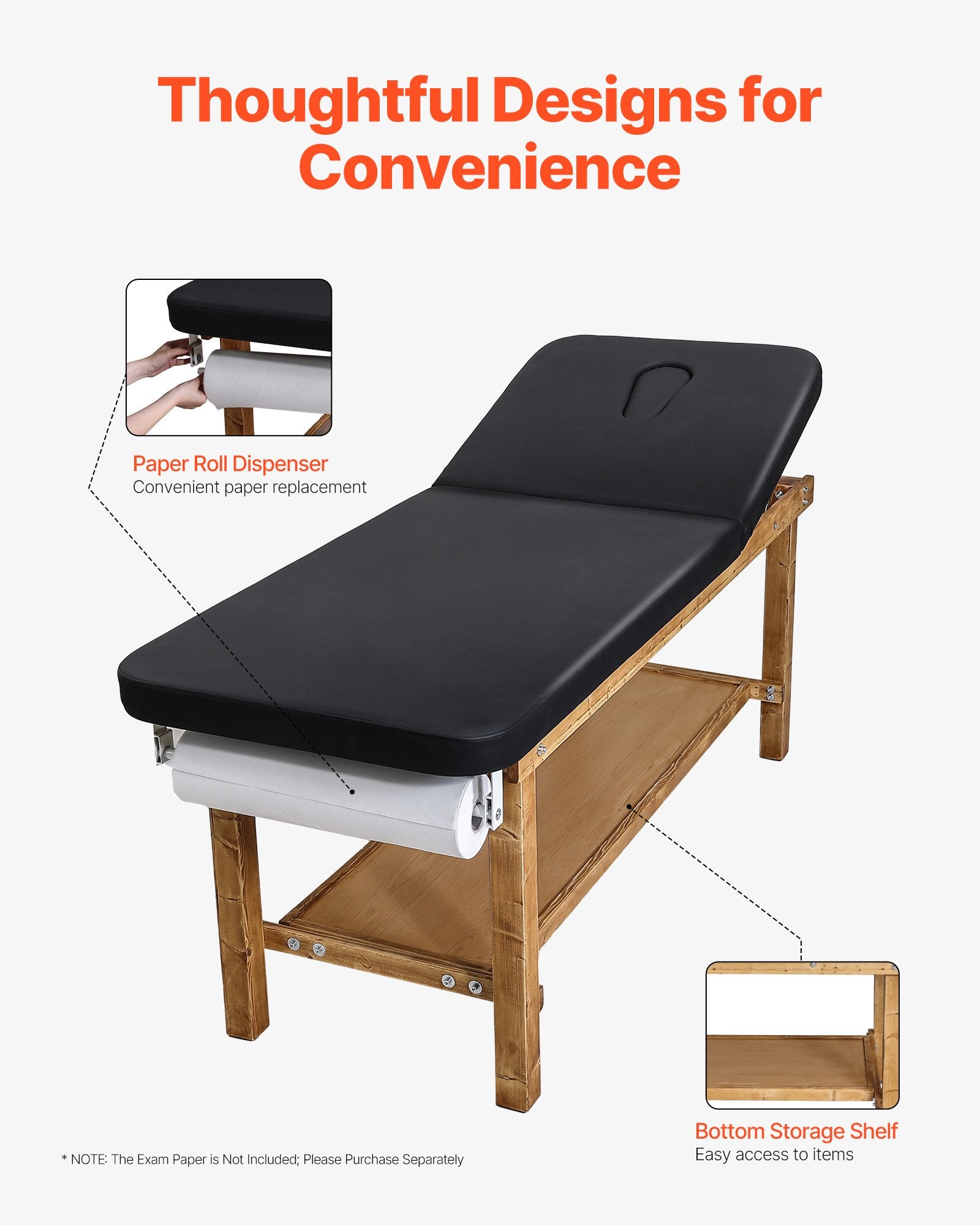 Medicininė apžiūros lova VEVOR N02B, 227 kg keliamoji galia