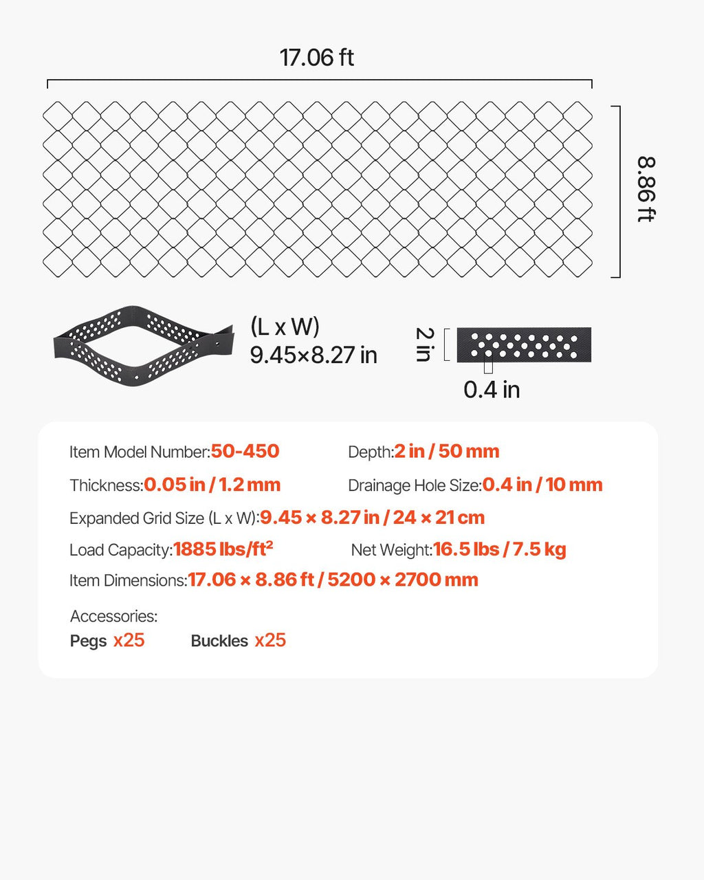 Kiemo koris VEVOR 50-450, 5,2 x 2,7 m
