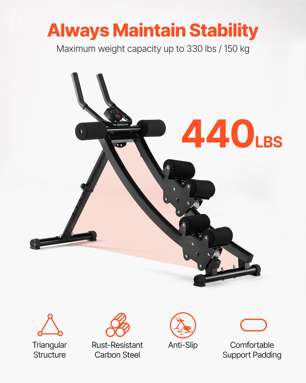 Pilvo preso treniruoklis VEVOR t700, 200 kg apkrova
