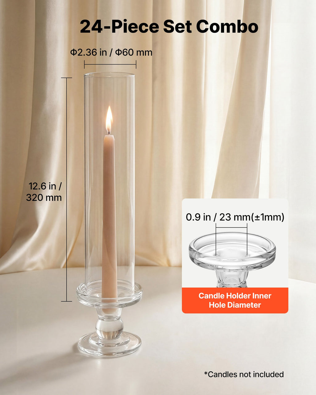 Žvakidžių rinkinys VEVOR LJL-8021, 24 vnt., 320 mm aukščio