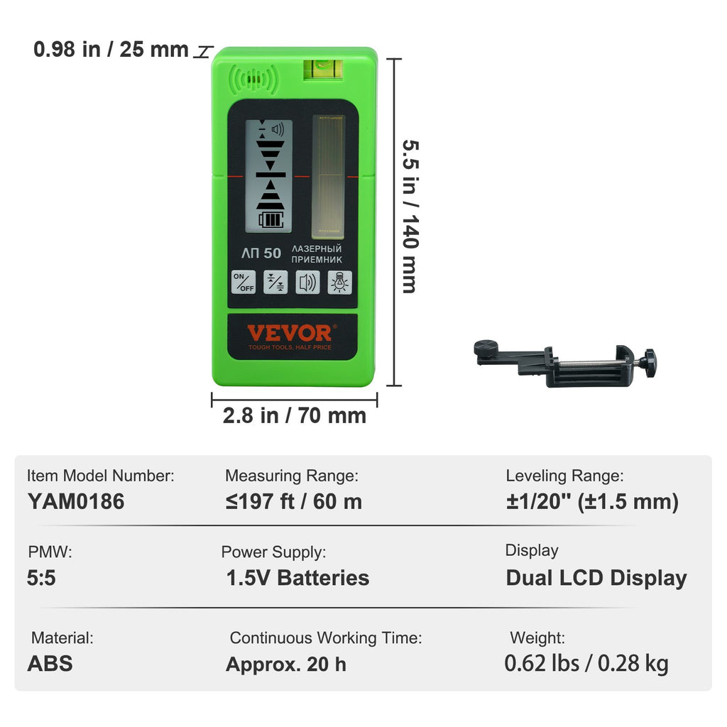Lazerinis imtuvas VEVOR YAM0186, 60 m veikimo nuotolis