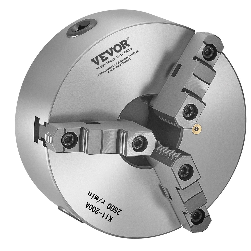 Trijų kumštelių tekinimo griebtuvas VEVOR K11 200A, 200 mm