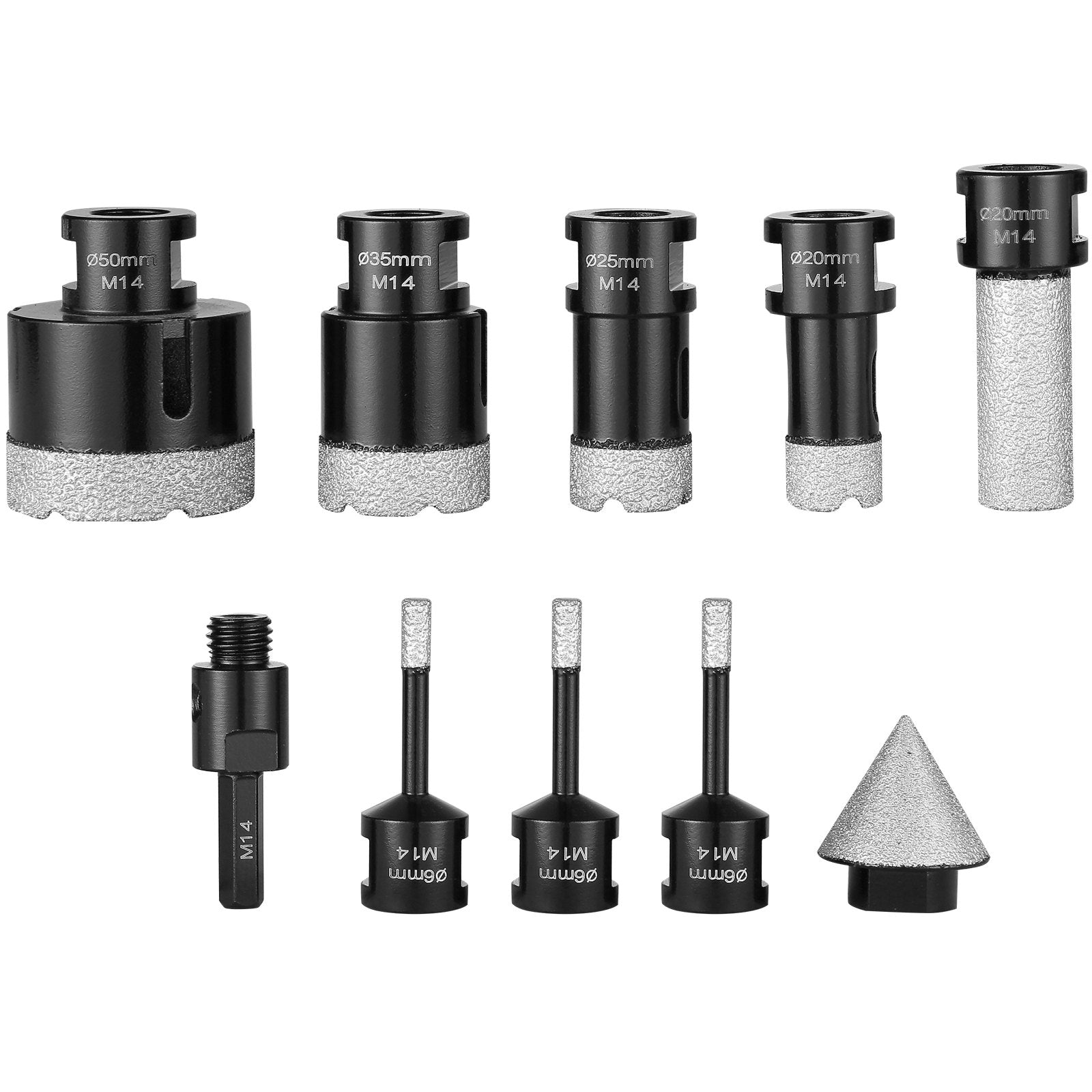 Deimantinių grąžtų rinkinys VEVOR SSTZ-004, 7 vnt. (6-50 mm)