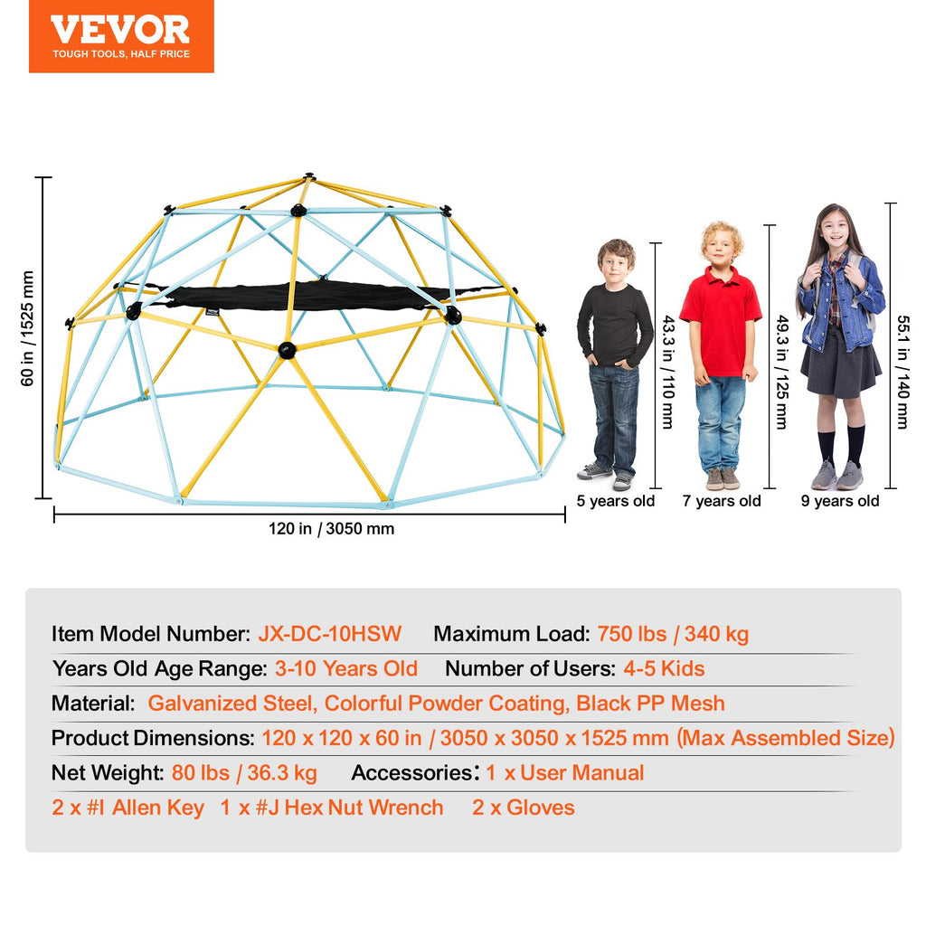 Laipiojimo kupolas VEVOR JX-DC-10HSW, 305 cm skersmens