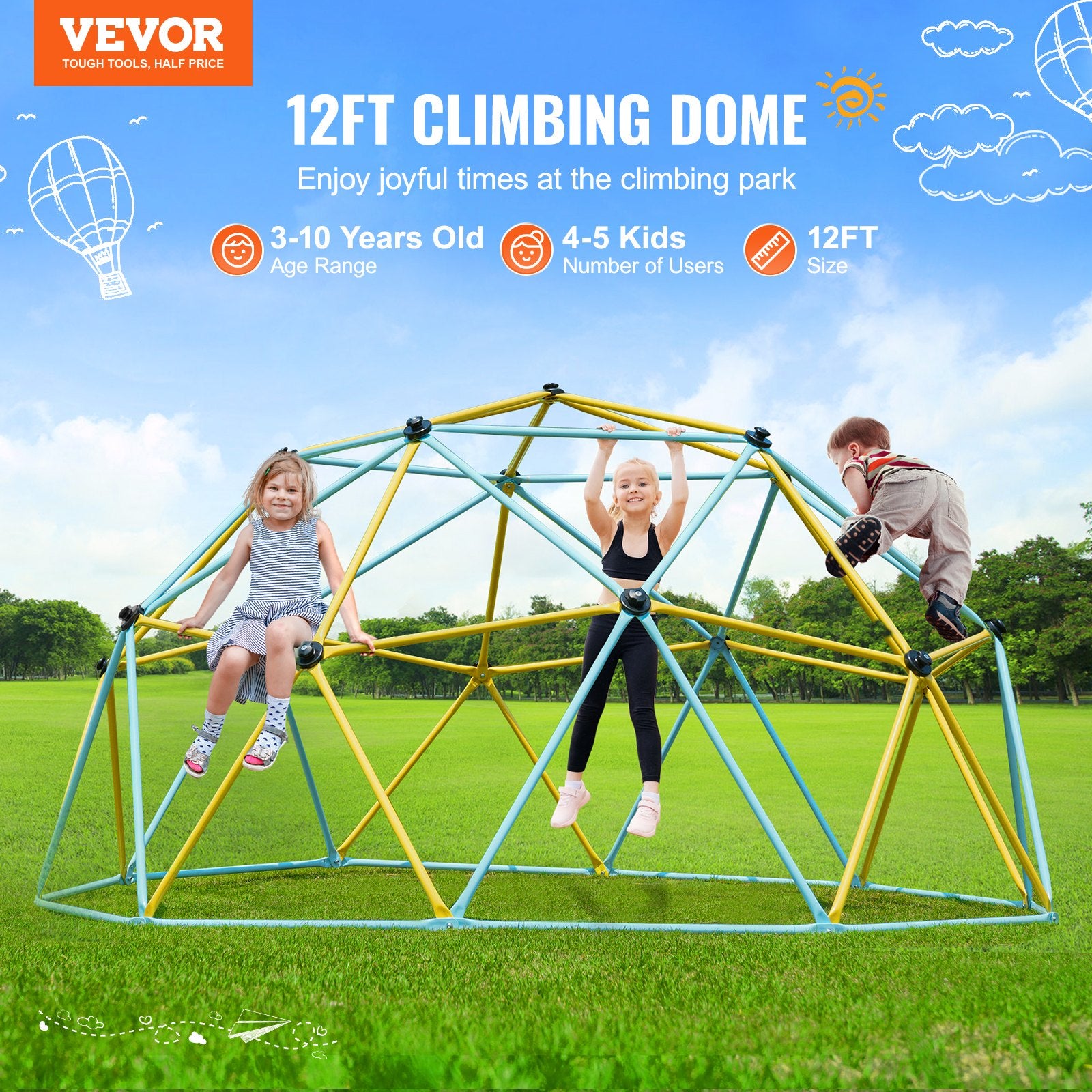 Laipiojimo kupolas VEVOR JX-DC-12, 3,66 m skersmens
