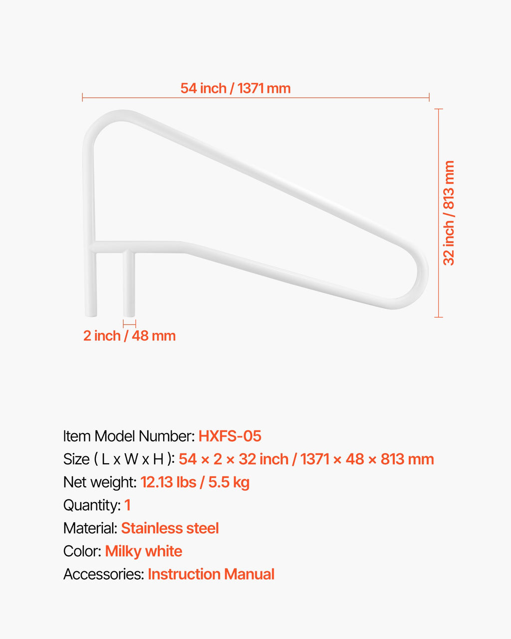 Baseino turėklas VEVOR HXFS-05, 137,1 x 81,3 cm