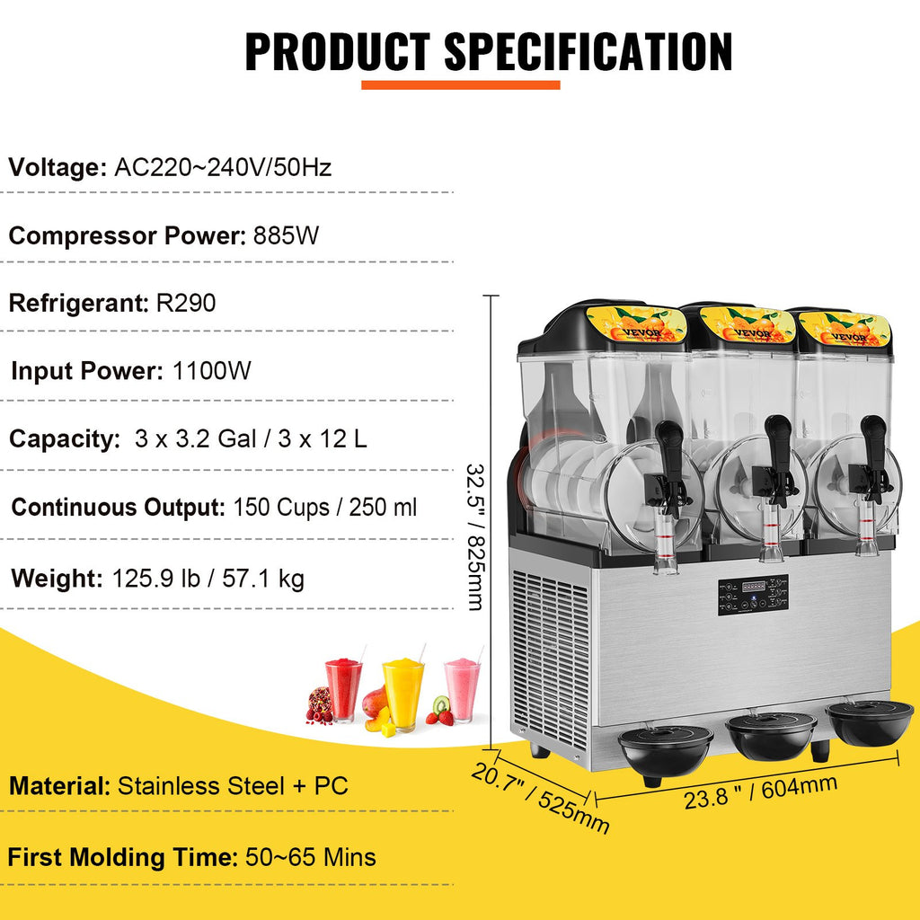 Šaldytų gėrimų aparatas VEVOR RLC12×3, 3 x 12 l