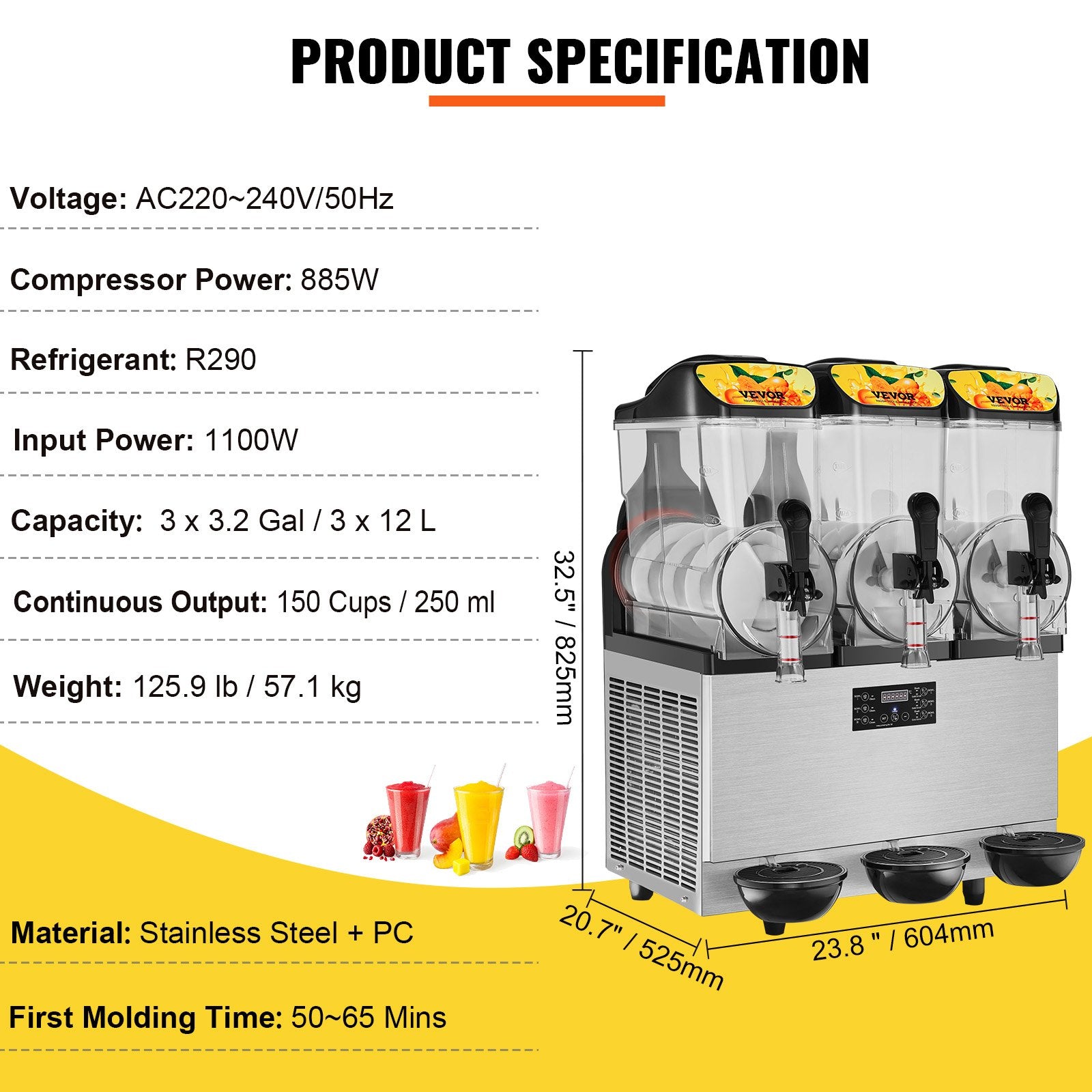 Šaldytų gėrimų aparatas VEVOR RLC12×3, 3 x 12 l