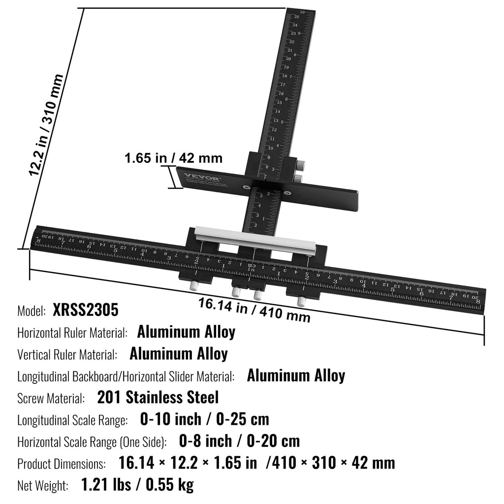Baldų rankenėlių montavimo šablonas VEVOR XRSS2305, aliuminio lydinio