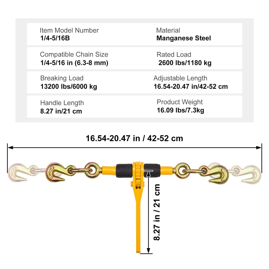 Grandinių įtempėjai VEVOR 1/4-5/16B, 1180 kg darbinė apkrova (4 vnt.)