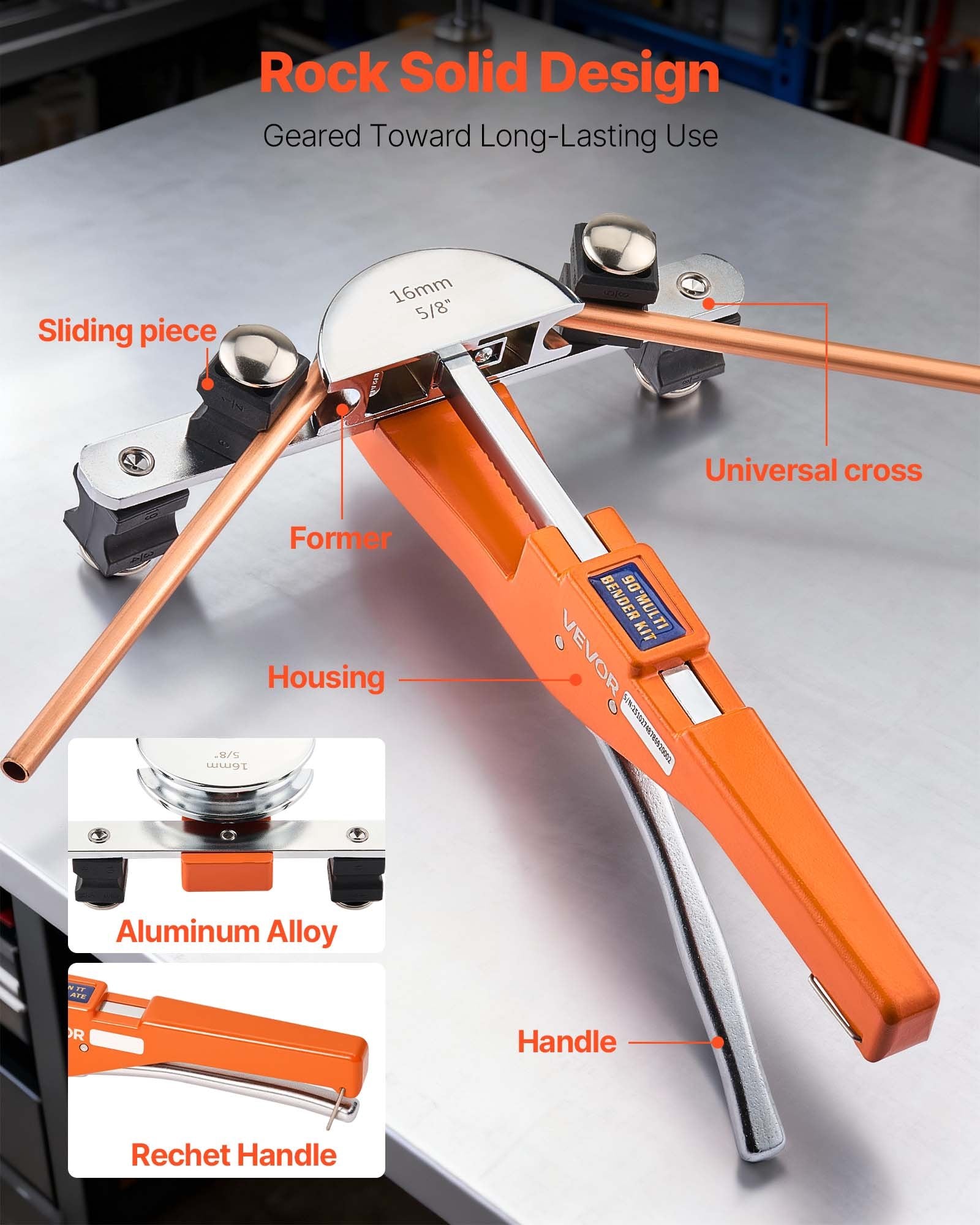 Vamzdžių lenkimo įrankių rinkinys VEVOR CT-S999F, 6–22 mm