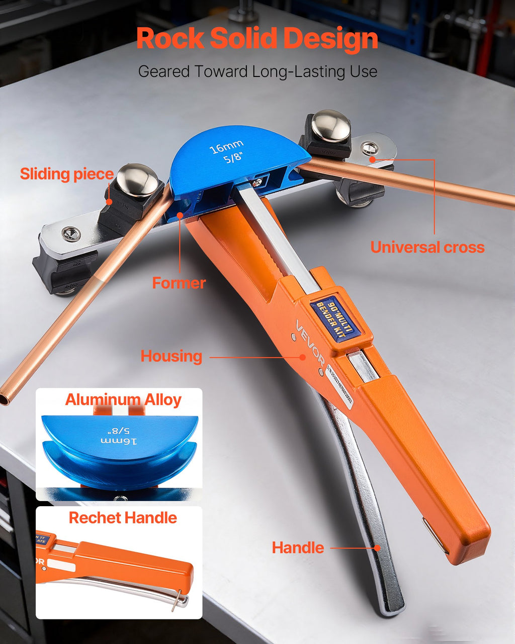 Vamzdžių lenkimo įrankių rinkinys VEVOR CT-S999F-C, 6–22 mm