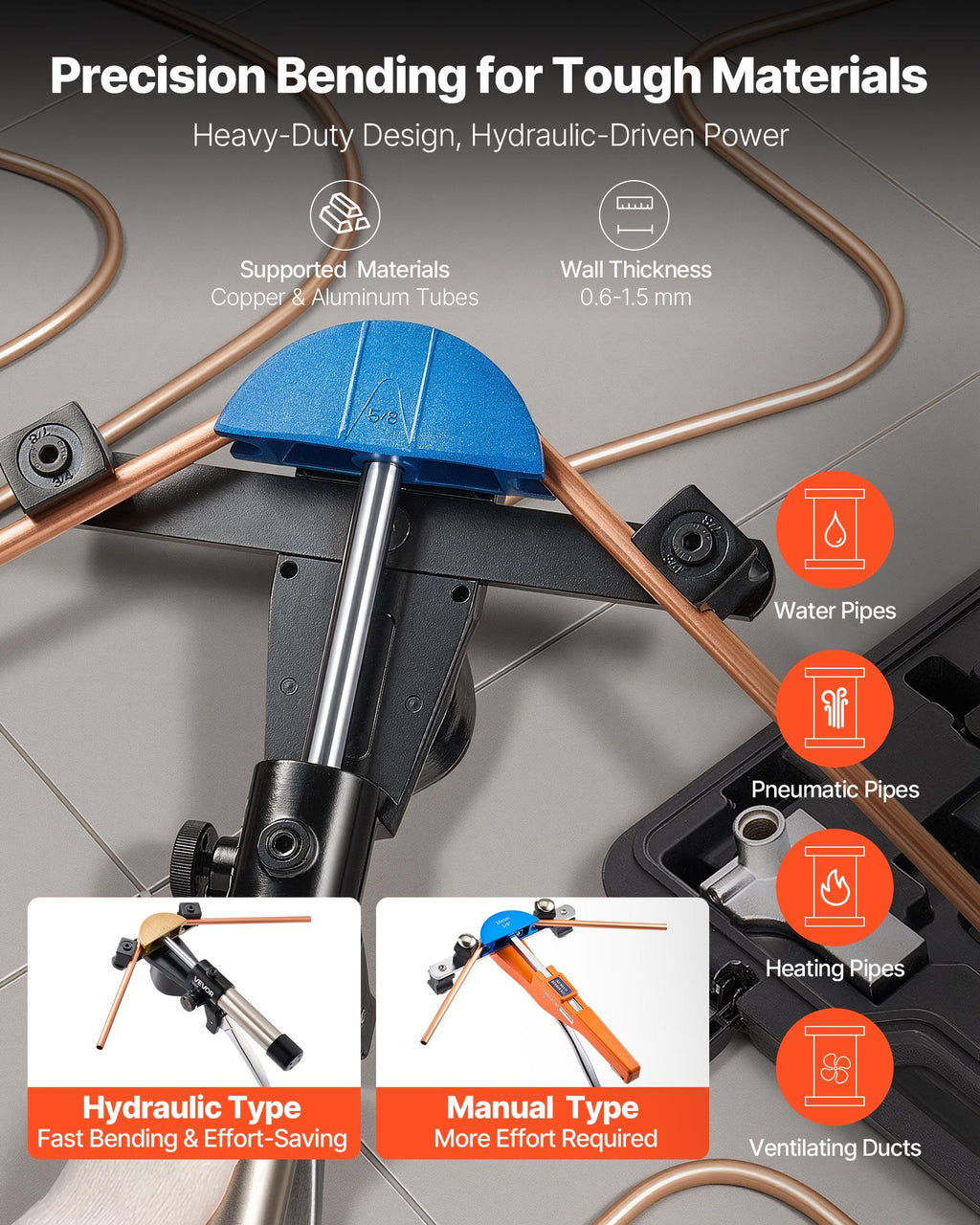 Hidraulinis vamzdžių lenkimo įrankių rinkinys VEVOR HHW-22B, 6–22 mm