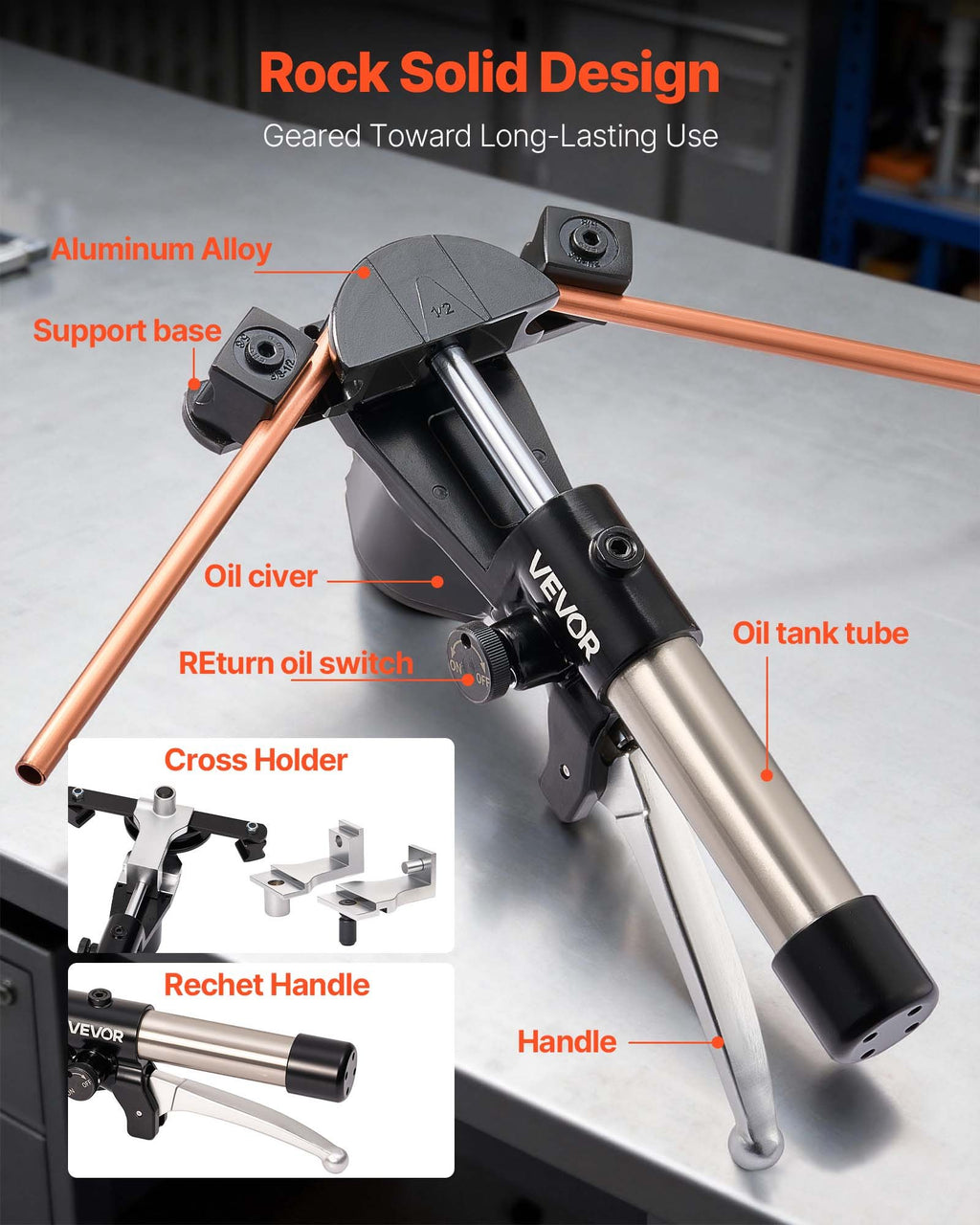 Hidraulinis vamzdžių lenkimo rinkinys VEVOR HHW-22B, 6–22 mm