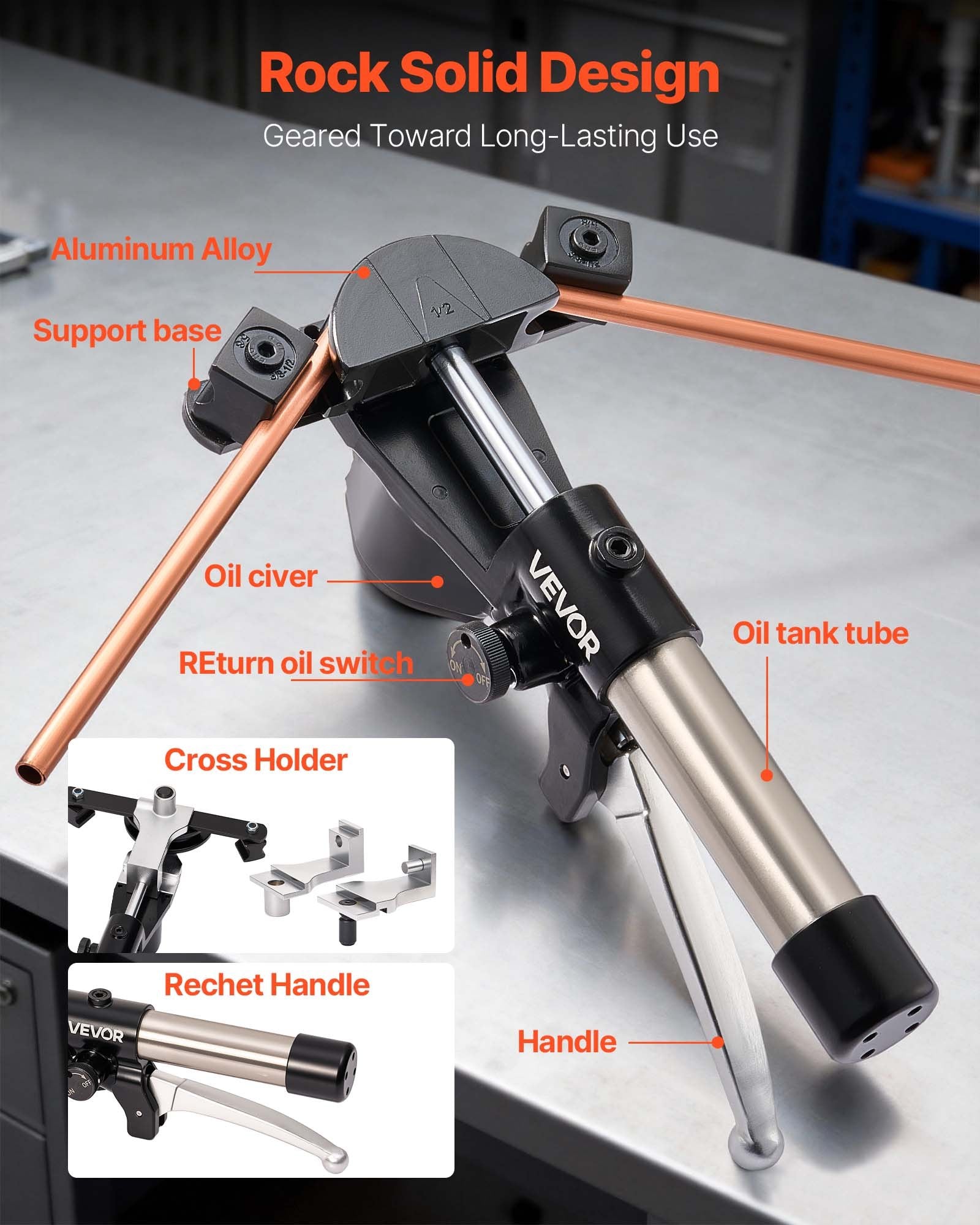 Hidraulinis vamzdžių lenkimo rinkinys VEVOR HHW-22B, 6–22 mm