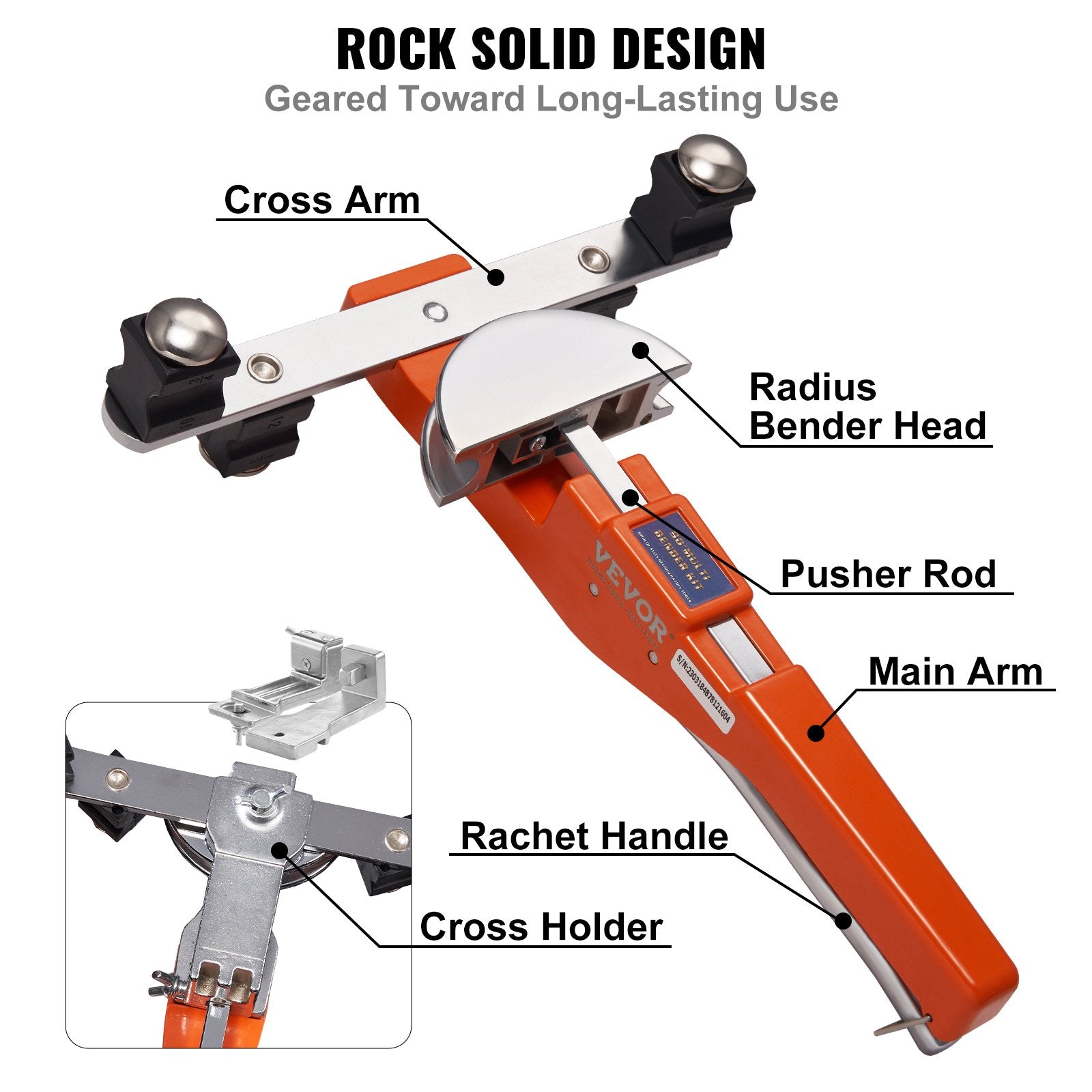 Vamzdžių lenkimo įrankis VEVOR Ratcheting Tubing Bender, 6,4–22,2 mm