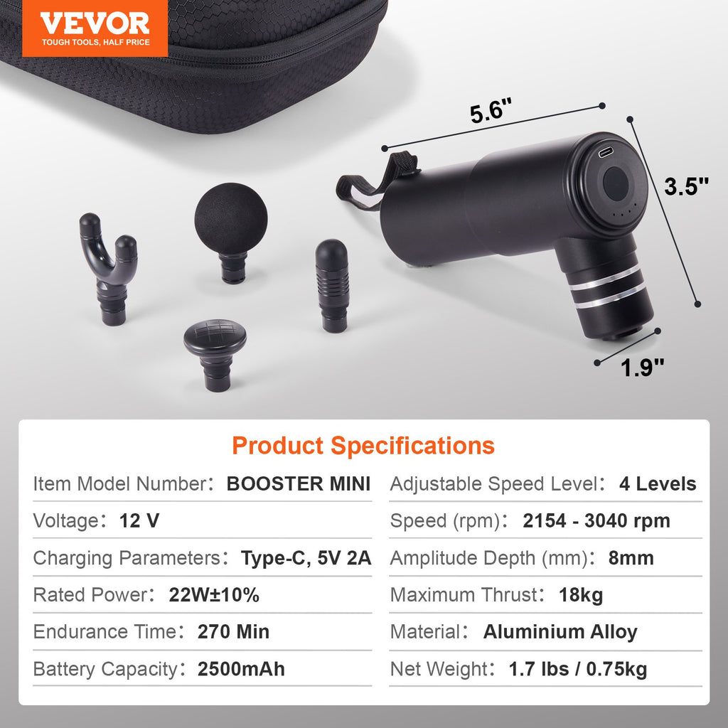 Masažo pistoletas VEVOR Booster Mini, 2500 mAh