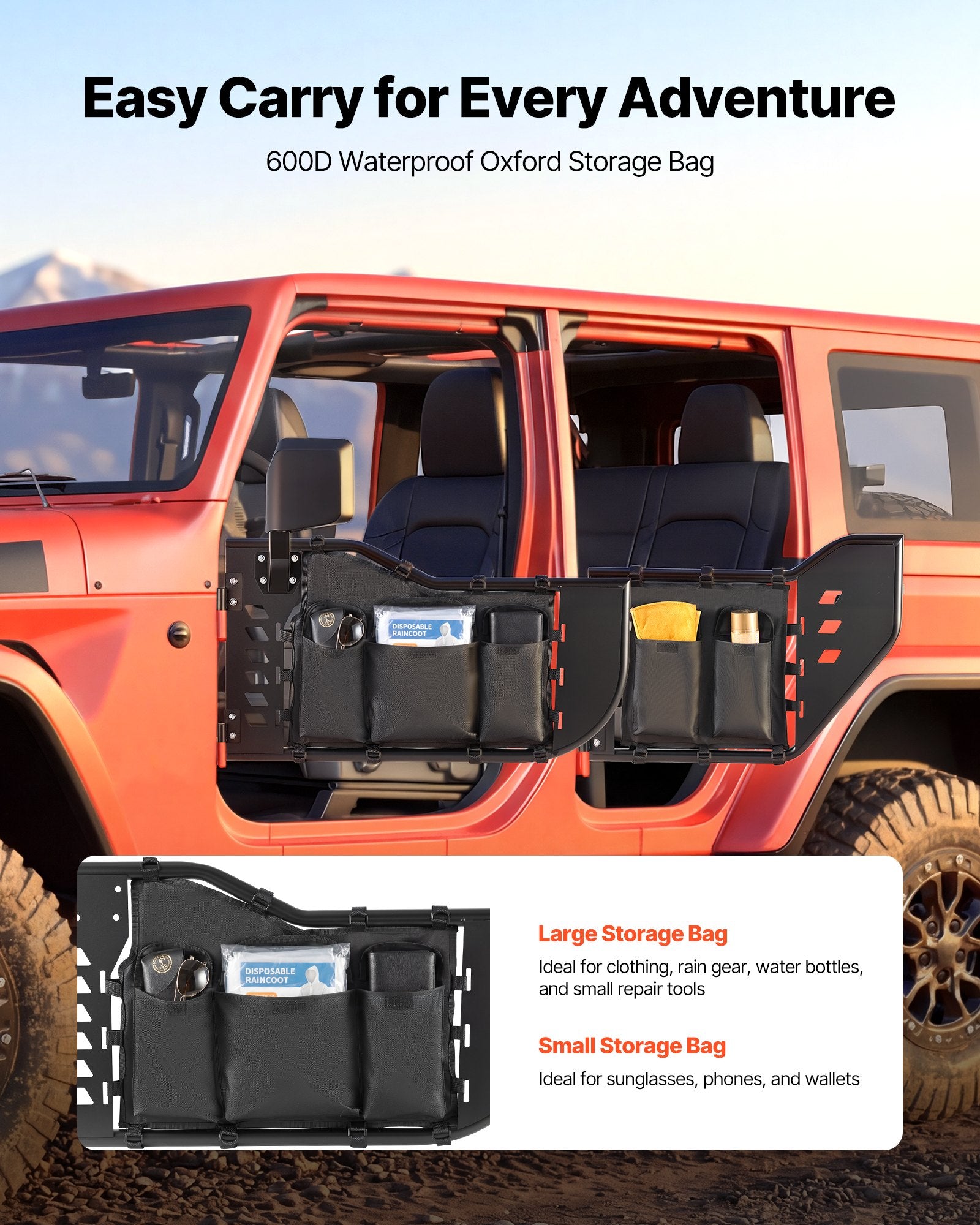 Vamzdinės durys visureigiams VEVOR Jeep Wrangler JL / Gladiator JT, 4 durų komplektas