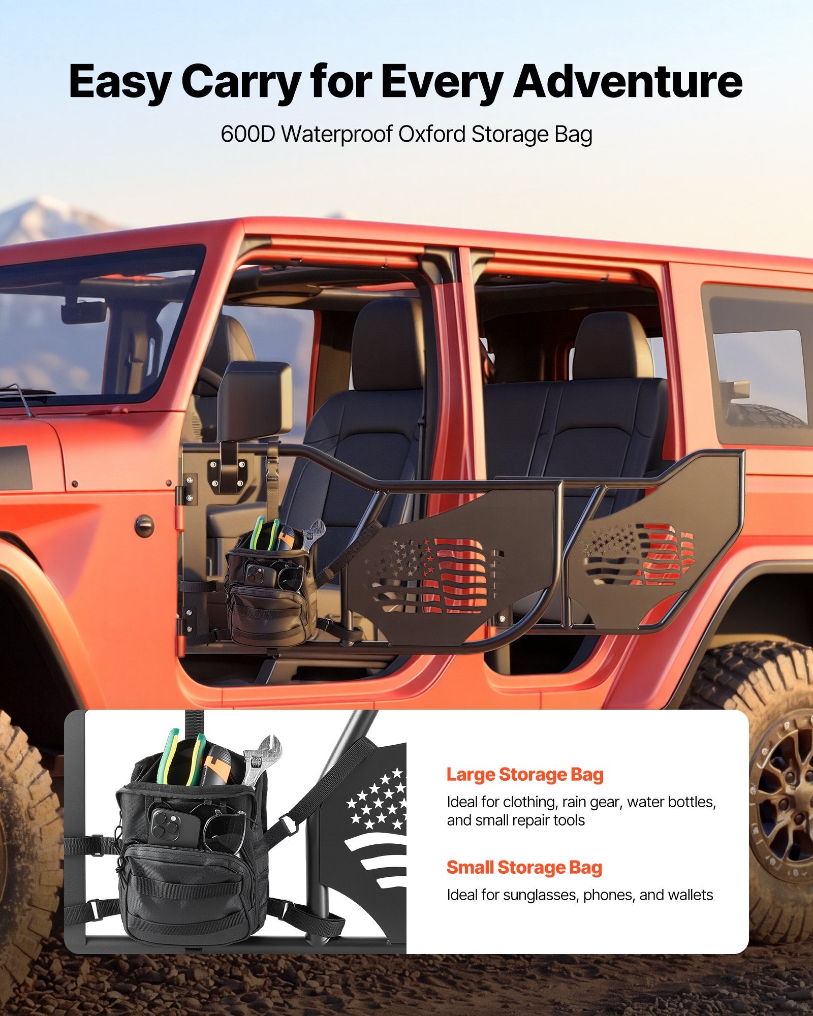 Vamzdinės durys VEVOR Jeep Wrangler JL / Gladiator JT, 4 durų komplektas