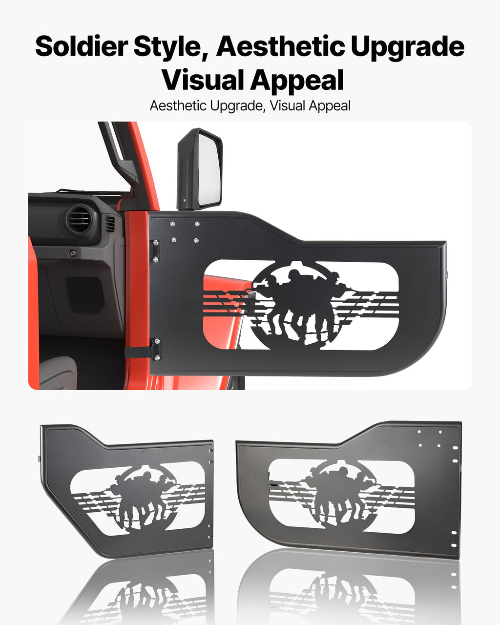 Vamzdinės durys visureigiams VEVOR Jeep Wrangler JL / Gladiator JT, 4 durų komplektas
