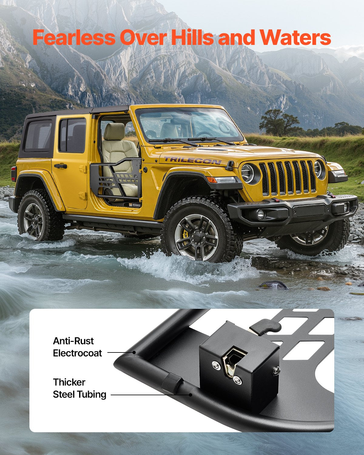 Vamzdinės durys VEVOR Jeep Wrangler JK (2007-2018), 2 durų komplektas