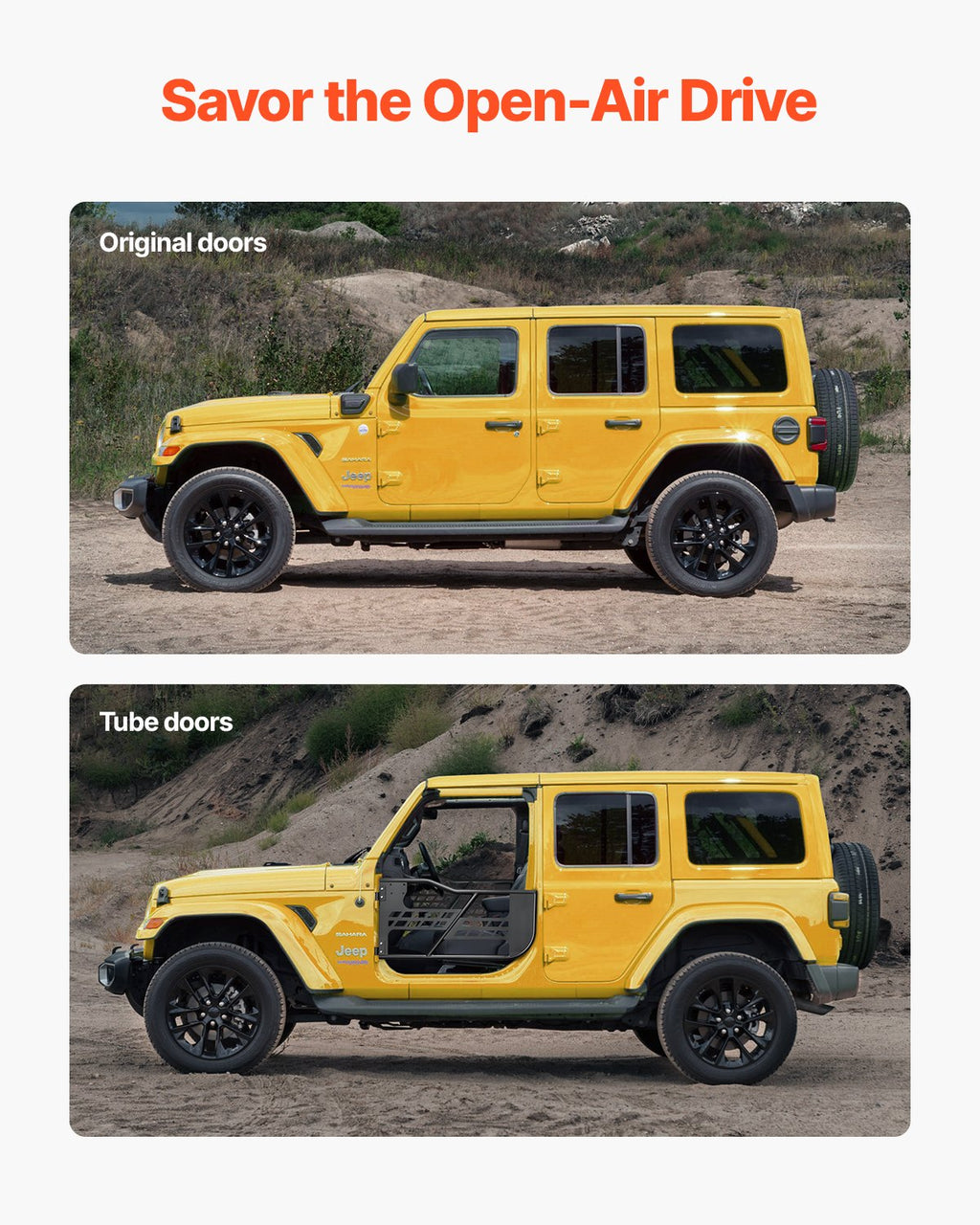 Vamzdinės durys VEVOR Jeep Wrangler JK (2007-2018), 2 durų komplektas