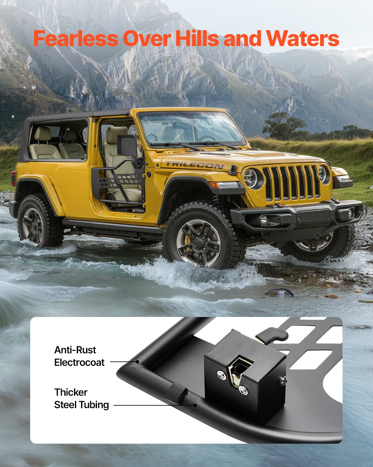 Vamzdinės durys VEVOR Jeep Wrangler JL / Gladiator JT, 2 durų komplektas