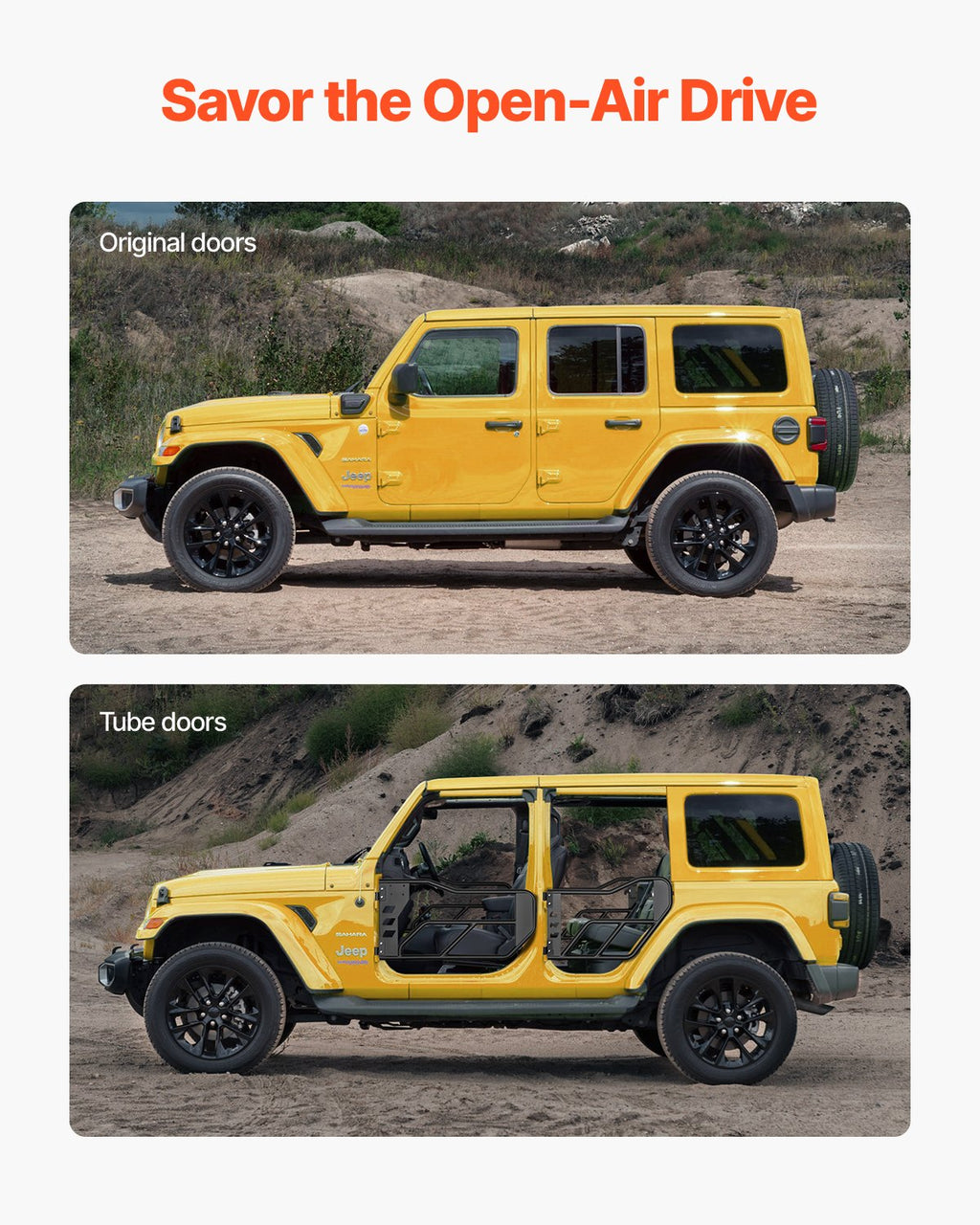 Vamzdinės durelės VEVOR Jeep Wrangler JK, 4 durų komplektas