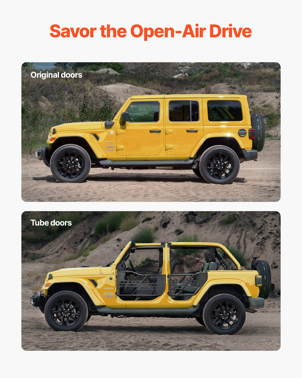 Vamzdinės durys VEVOR Jeep Wrangler JK (2007-2018), 4 durų komplektas
