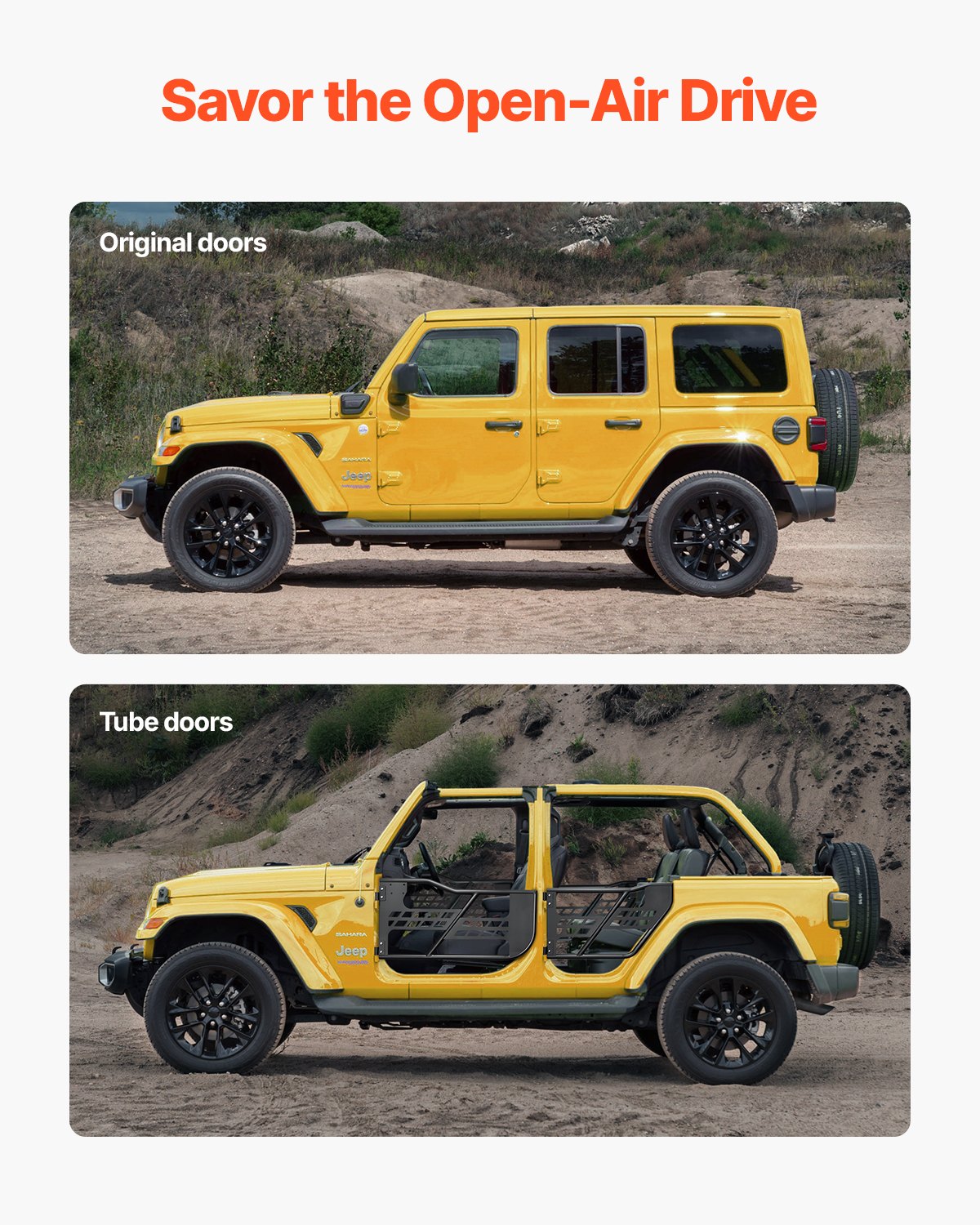 Vamzdinės durys VEVOR Jeep Wrangler JK (2007-2018), 4 durų komplektas
