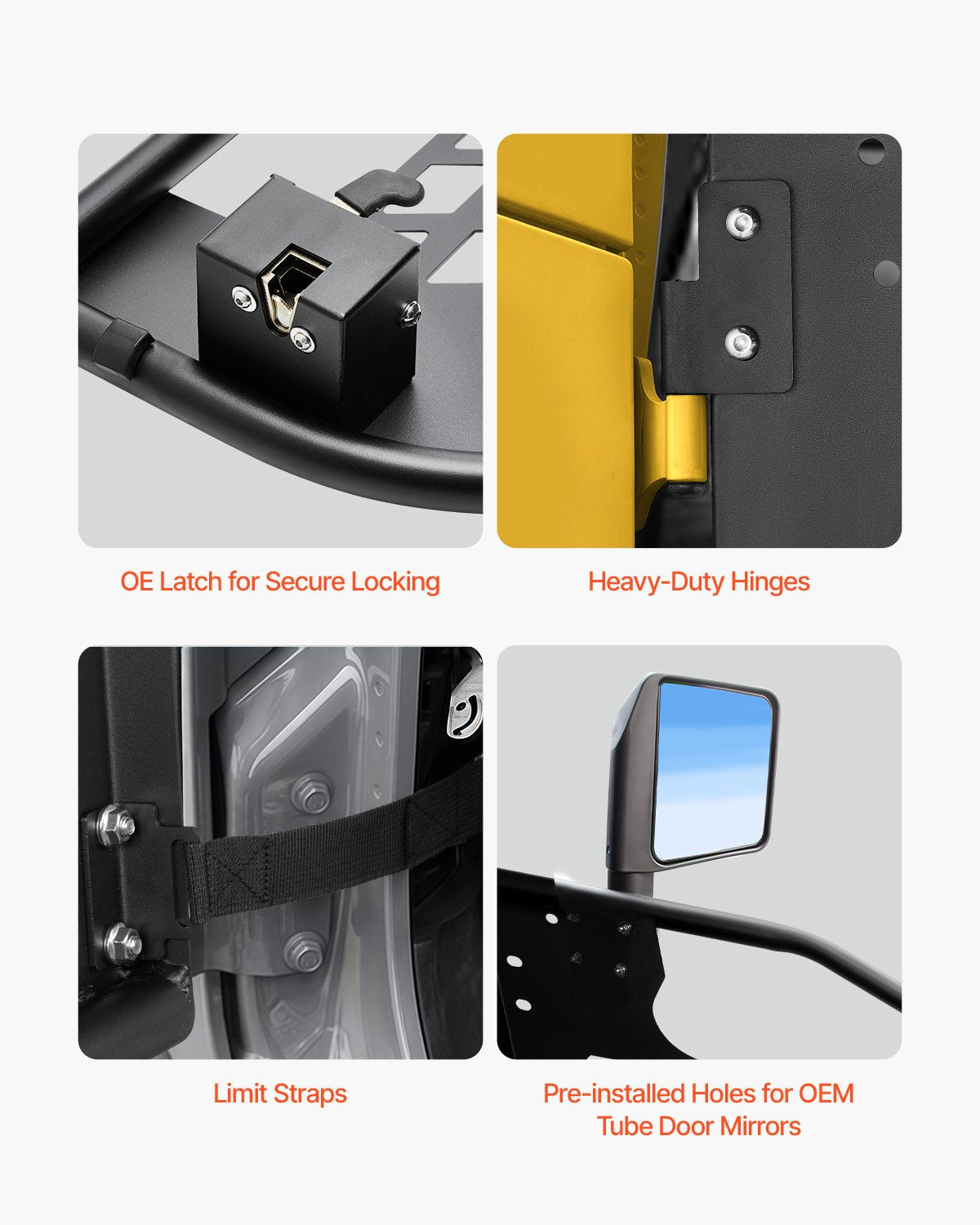 Vamzdinės durys VEVOR Jeep Wrangler JK (2007-2018), 4 durų komplektas