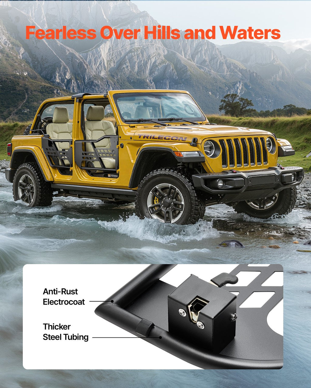 Vamzdinės durys VEVOR Jeep Wrangler JK (2007-2018), 4 durų komplektas