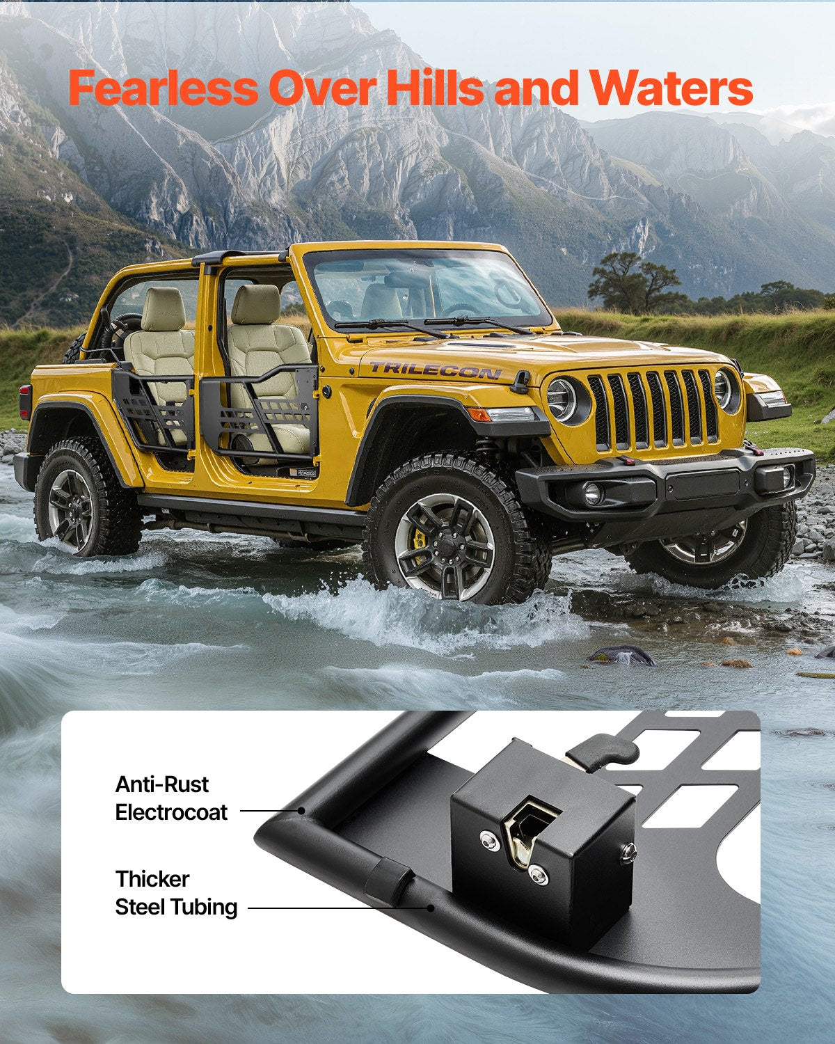 Vamzdinės durys VEVOR Jeep Wrangler JK (2007-2018), 4 durų komplektas