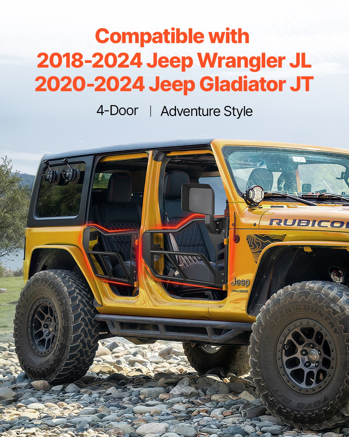 Vamzdinės durys VEVOR Jeep Wrangler JL / Gladiator JT, 4 durų komplektas